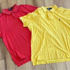 Polo Ralph Lauren Men’s Polo Shirts - Redish Pink and Yellow
